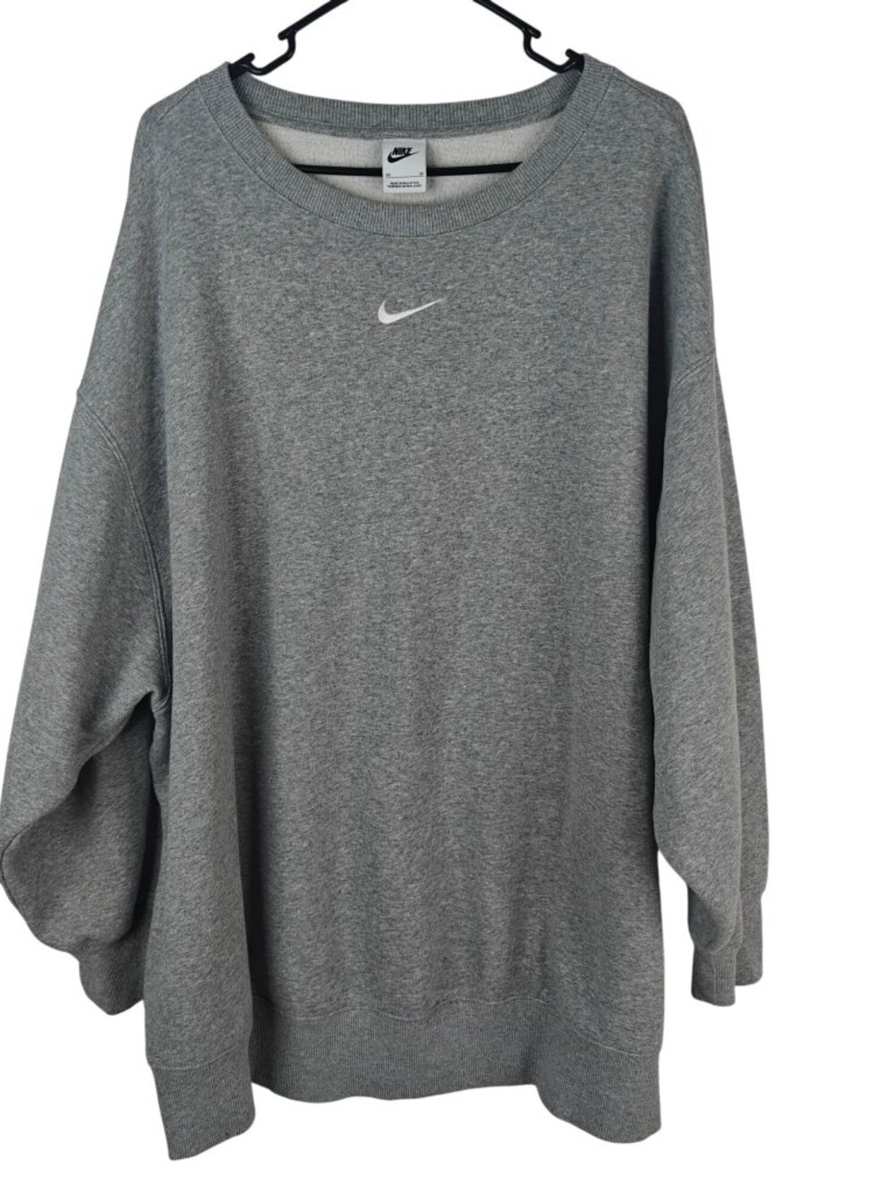 Nike Men's Sweatshirt Grey 3X Cotton Blend Crewneck Long Sleeve Solid